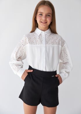 Блуза шкільна з мереживом “Julyt” Brilliant, Молочний, 146