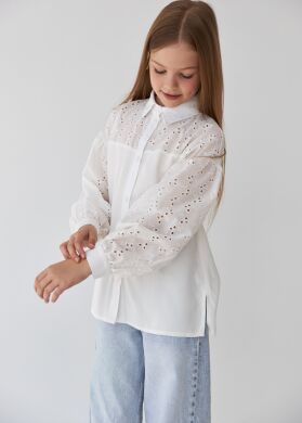 Блуза шкільна з мереживом “Julyt” Brilliant, Молочний, 146