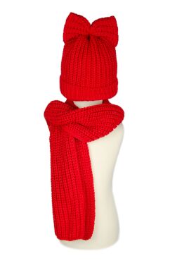 Комплект шапка+шарф POWER GIRL, Червоний, 128