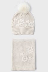 Комплект:шапка,шарф для дівчинки Mayoral, Кремовий, 140