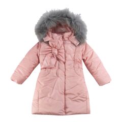 Пальто с натуральним хутром, Рожевий, 122