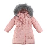 Пальто с натуральным мехом, Розовый, 116