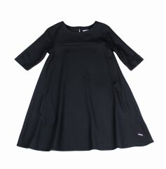 Платье трикотажное с коротким рукавом, Черный, 146