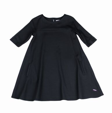 Платье трикотажное с коротким рукавом, Черный, 158