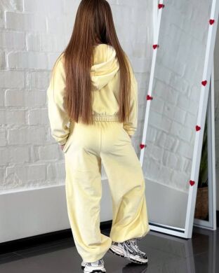 Костюм велюр укороченная худые+штаны кюлоты-джогера для девочки Neni, Лімонний, 116