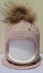 Шапка-шолом зимова для дівчинки Аврора ELF-KIDS, Пуровий, 50
