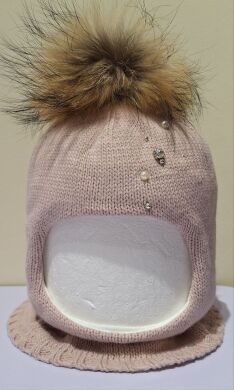 Шапка-шлем зимняя для девочки Аврора ELF-KIDS, Пуровий, 50