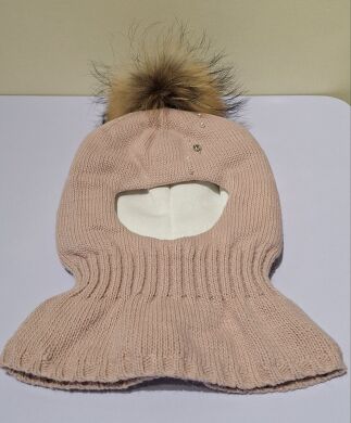 Шапка-шлем зимняя для девочки Аврора ELF-KIDS, Пуровий, 50