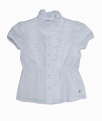 Блузка для девочки с коротким рукавом, Белый, 122