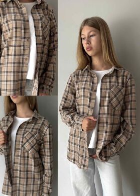 Фланелевая рубашка для девочки Sasha Brilliant, Пісочний, 146