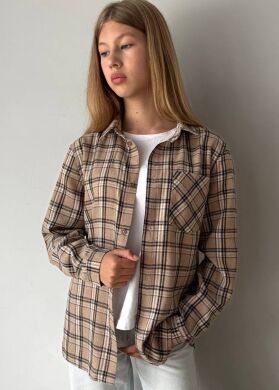 Фланелевая рубашка для девочки Sasha Brilliant, Пісочний, 146