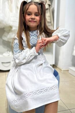 Вышитое платье для девочки Фаддея Piccolo, Голубой, 146
