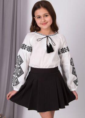 Вишиванка льон для дівчинки MEVIS, Білий, 122