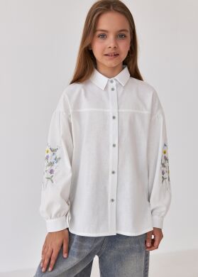 Блуза з вишивкою для дівчинки Yulia Brilliant, Молочний, 116