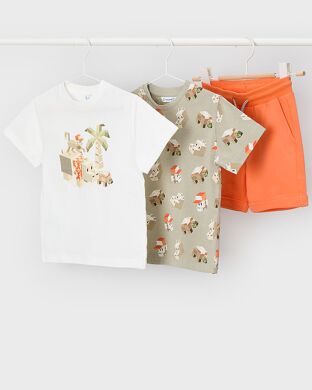 Комплект: шорты, 2 футболки для мальчика Mayoral, Испания, Помаранчевий, 104