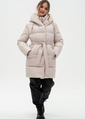 Куртка зимова подовжена для дівчинки Nicole Nestta, Айворі, 158