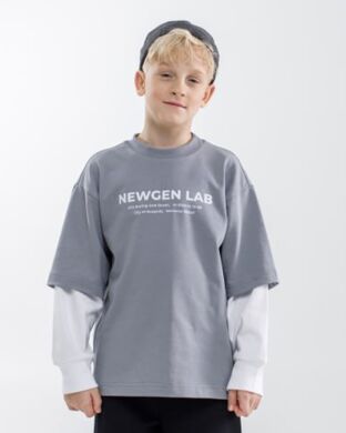 Лонгслів для хлопчика Тео NEWGEN, Сірий, 146