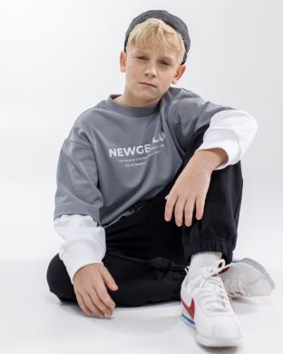 Лонгслів для хлопчика Тео NEWGEN, Сірий, 146