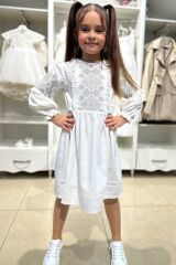 Вышитое платье для девочки Фаддея Piccolo, Молочний, 110
