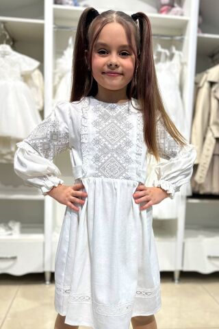 Вышитое платье для девочки Фаддея Piccolo, Молочний, 110