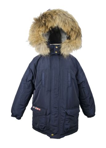 Куртка с натуральным мехом UK STYLE, Синий, 152