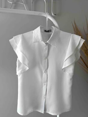 Блуза шкільна з короткими рукавами для дівчинки “Trendy” Brilliant, Молочний, 128