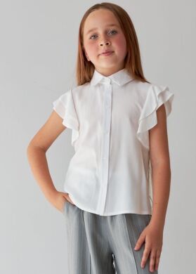 Блуза шкільна з короткими рукавами для дівчинки “Trendy” Brilliant, Молочний, 128