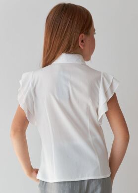 Блуза шкільна з короткими рукавами для дівчинки “Trendy” Brilliant, Молочний, 128
