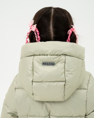 Куртка зимова подовжена для дівчинки Mira Nestta, Оливковий, 128