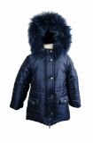 Пальто зимнее с натуральным мехом CANDY GIRL, Синий, 134
