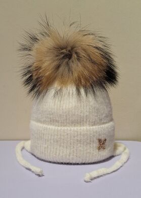 Зимняя шапка для девочки Салли ELF-KIDS, Молочний, 50