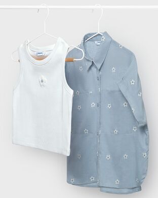 Блуза + топ для дівчинки Mayoral, Іспанія, Блакитний, 128