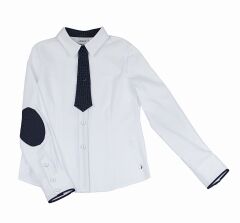 Блуза для дівчинки з галстуком на довгий рукав, Білий, 152