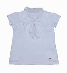 Блузка для девочки с кружевом, Белый, 140