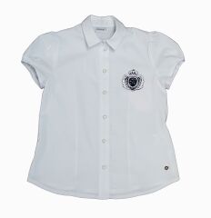 Блузка для девочки с коротким рукавом, Белый, 122