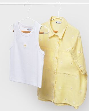 Блуза+топ для девочки Mayoral, Испания, Ванільний, 128