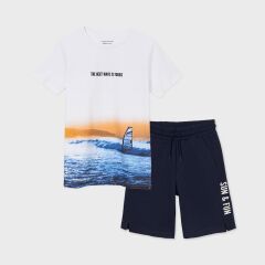 Комплект: шорты, футболка для мальчика Mayoral, Синий, 128