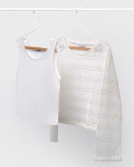 Комплект:кофта+топ для дівчинки Mayoral, Іспанія, Кремовий, 128