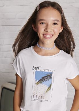 Футболка для дівчинки Mayoral, Іспанія, Білий, 152