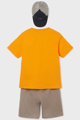 Комплект: шорти, футболка, кепка для хлопчика Mayoral, Помаранчевий, 166