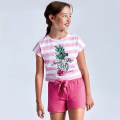 Комплект: шорты, футболка для девочки Mayoral, Розовый, 140
