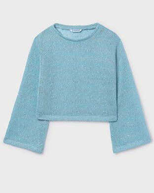 Комплект:кофта+топ для девочки Mayoral, Испания, Голубой, 128