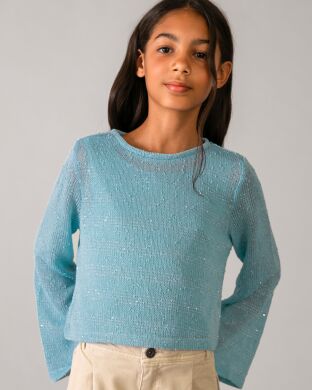 Комплект:кофта+топ для девочки Mayoral, Испания, Голубой, 128