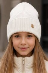 Шапка демісезонна для дівчинки Ірен ELF-KIDS, Молочний, 52