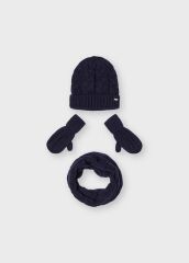 Комплект: шапка, шарф, перчатки Mayoral, Синий, 140