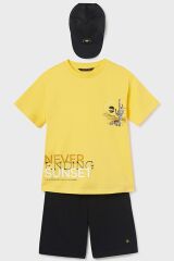 Комплект: шорти, футболка, кепка для хлопчика Mayoral, Жовтий, 140