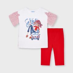 Комплект:легінси,футболка для дівчинки Mayoral, Червоний, 116