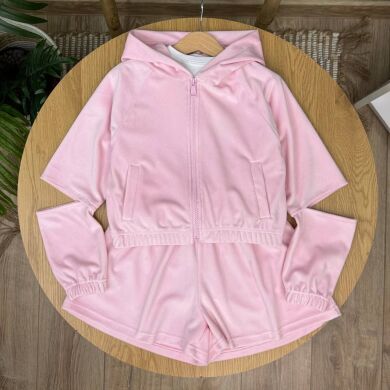 Костюм велюр укороченная худые+шорты для девочки Neni, Розовый, 122