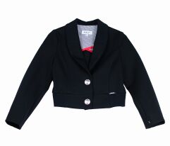 Пиджак для девочки укороченный, Черный, 122
