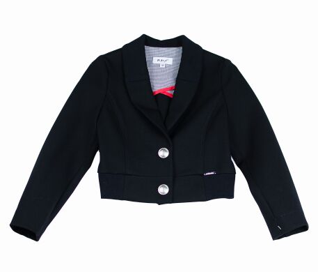 Пиджак для девочки укороченный, Черный, 134